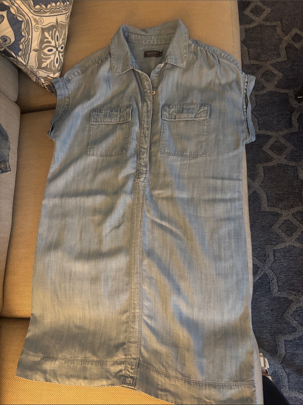 Vineyard Vines Light Blue Denim Button-Down Shirt Dress